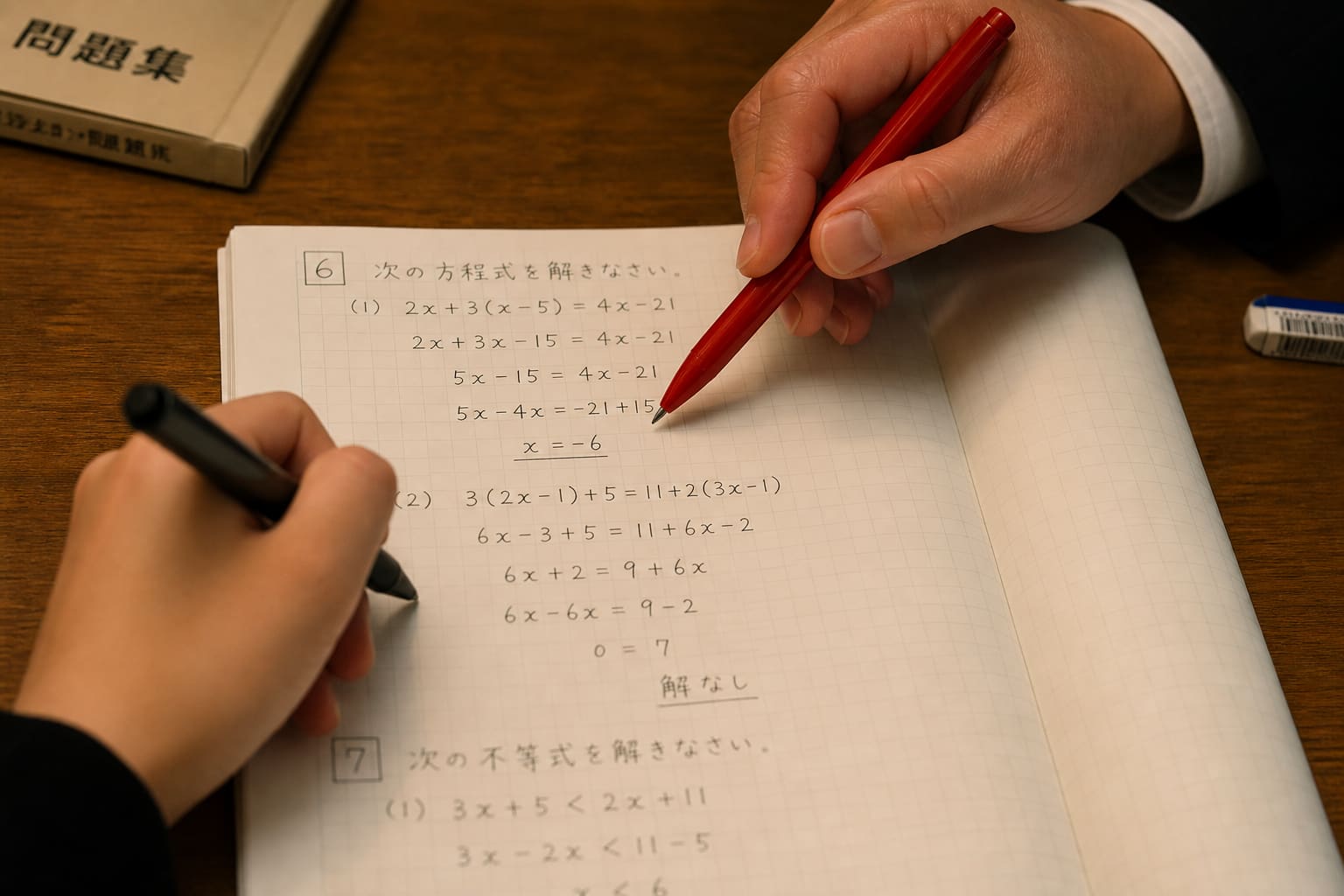 生徒と対話しながら進める個別指導の様子